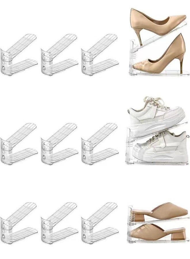 Reflygen Shoe Slot Organizer,Double Tier Adjustable Shoe Rack,Space Saving Storage For Closet,Standard Size,Transparent (12) - Image 2