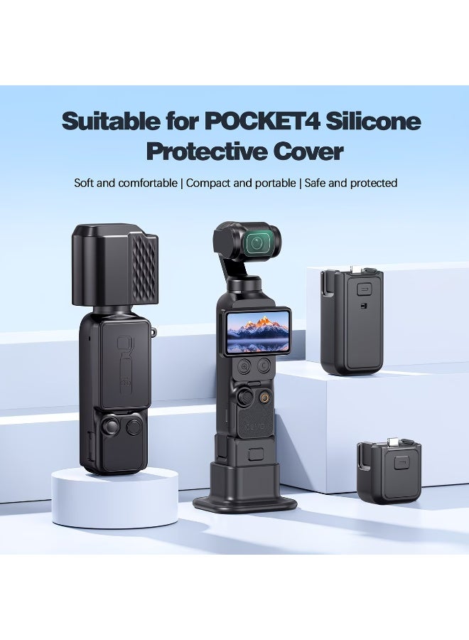 FUDIYA For DJI Osmo Pocket 4, soft silicone protective cover with scratch-resistant case for the camera(6-piece set), washable cover suitable for pocket camera accessory, protective cover compatible with DJI Osmo Pocket 4 (black) - Image 1
