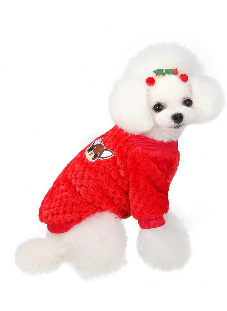 Loquat Squality Fall And Winter Dog Clothes Red - Image 1