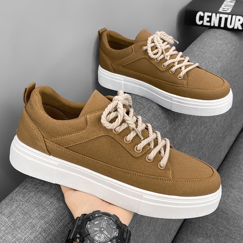 Canvas Men'S Shoes Summer Breathable Niche Design Casual Board Shoes Student Sports Black Trendy Shoes - Image 1