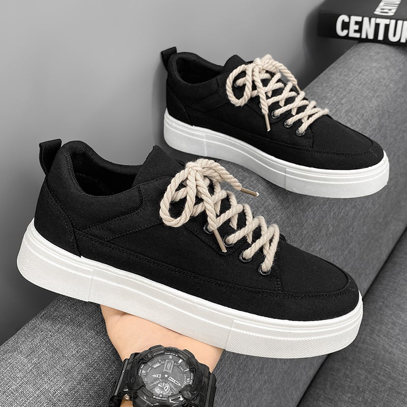 Canvas Men'S Shoes Summer Breathable Niche Design Casual Board Shoes Student Sports Black Trendy Shoes - Image 2