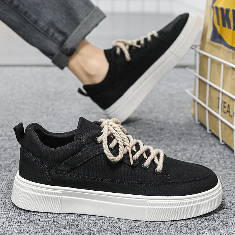 Canvas Men'S Shoes Summer Breathable Niche Design Casual Board Shoes Student Sports Black Trendy Shoes - Image 5
