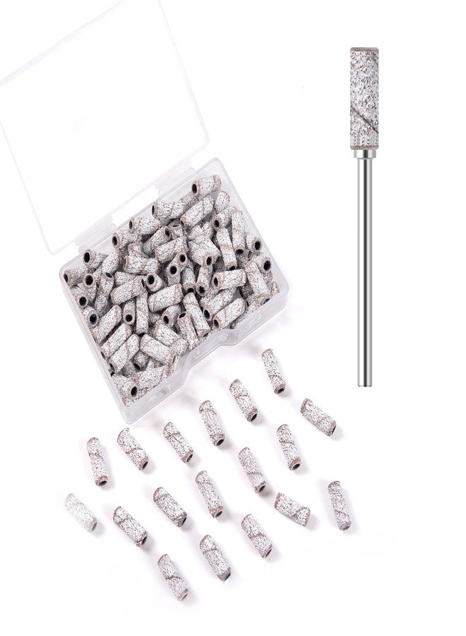 BITNBITH 100pcs Small Nail Sanding Bands for Nail Drill, 3.1mm Mini Nail Sanding Mandrel Bits 80 Grit Coarse Nail File Bits for Acrylic Nails Gel Manicure Pedicure Nail Prep Salon Supplies,Zebra - Image 1
