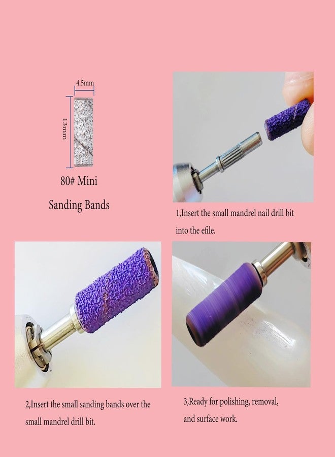 BITNBITH 100pcs Small Nail Sanding Bands for Nail Drill, 3.1mm Mini Nail Sanding Mandrel Bits 80 Grit Coarse Nail File Bits for Acrylic Nails Gel Manicure Pedicure Nail Prep Salon Supplies,Zebra - Image 2