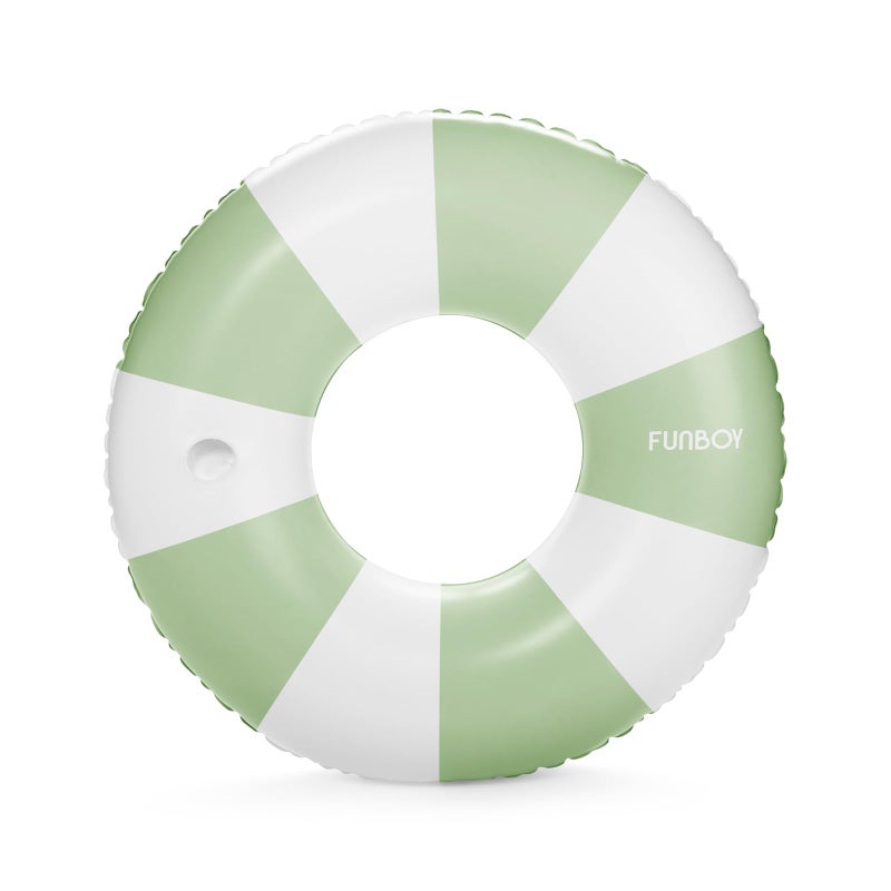 FUNBOY Giant Vintage Green Stripe Inflatable Tube Pool Float with Cup Holder 48" | Large Pool Float for Adults | Inner Tube Swimming Pool Toys Swim Rings | Pool Lounger Float for Pool Party & Summer - Image 1