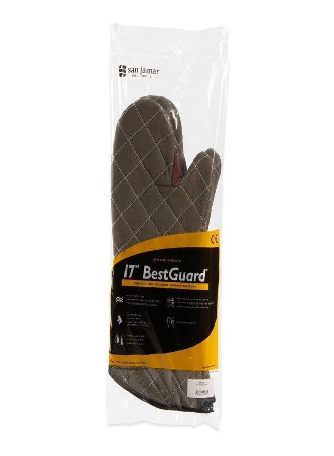 San Jamar 800FG17 BestGuard 17" Tan Oven Mitt - Pair - Image 2