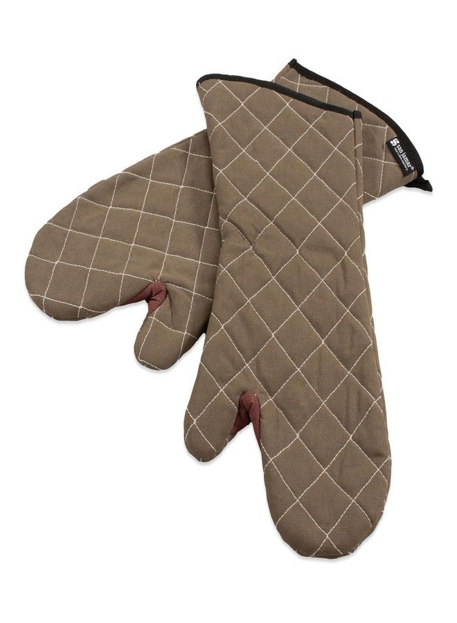 San Jamar 800FG17 BestGuard 17" Tan Oven Mitt - Pair - Image 1