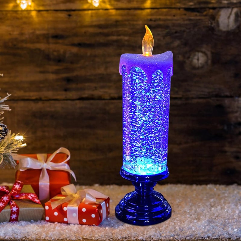 comfrt LED Christmas Candles, Flameless Candle Nightlight Christmas Home Decoration Craft Night Lights Colorful Crystal Candles LED Night Lights Rechargeable - Image 1
