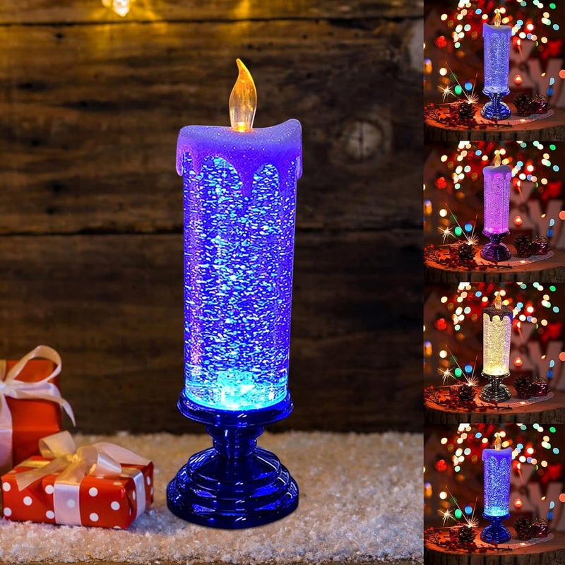 comfrt LED Christmas Candles, Flameless Candle Nightlight Christmas Home Decoration Craft Night Lights Colorful Crystal Candles LED Night Lights Rechargeable - Image 2