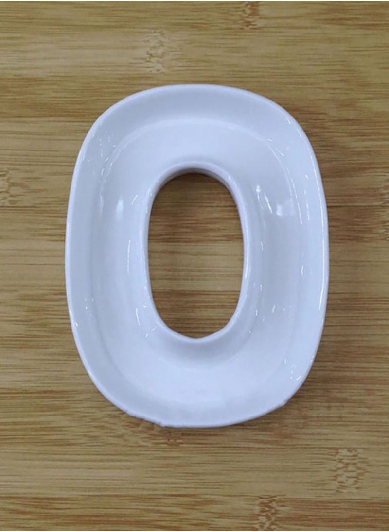 Generic White Decorative Ceramic Number 0 Dish  - Image 1