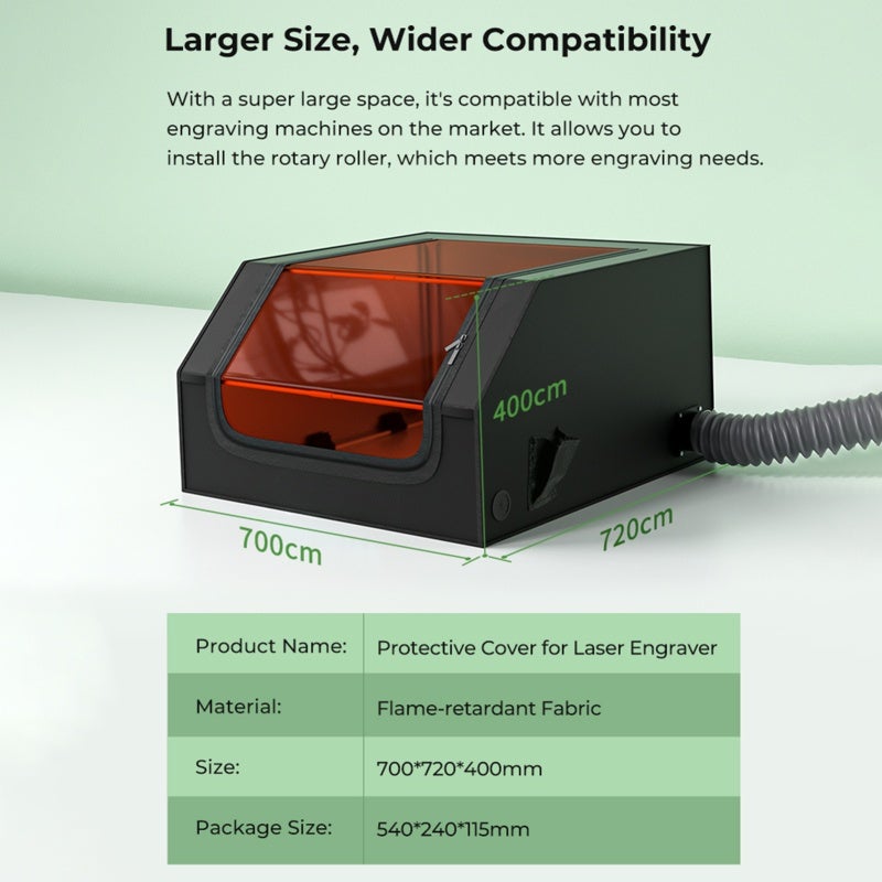 Creality 3D Engraver Protective Cover for Engraving Machine: Fireproof Enclosure with Smoke Ventilation System, Large Viewing Window, 700 x 720 x 400 cm, Black, Compatible with Rotary Roller for Laser Engraver - Image 5