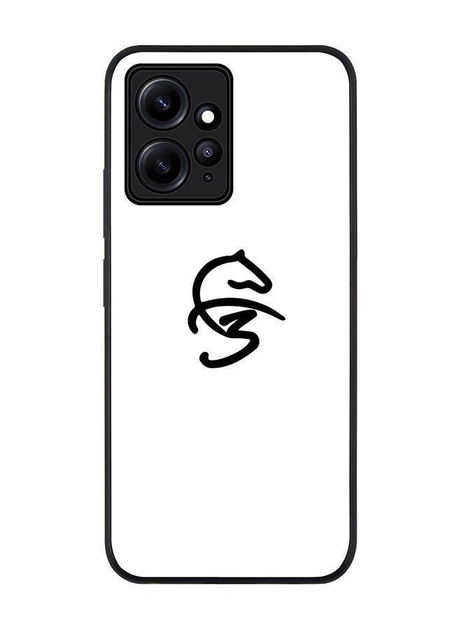 Stylizedd Rugged Black edge case for Redmi Note 12 4G Slim fit Soft Case Flexible Rubber Edges Anti Drop TPU Gel Thin Cover - Faz3 Icon White - Image 1