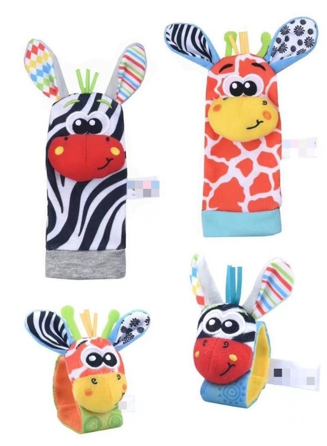 4 Piece Baby Rattles, Rattle Toys for Baby Wrist and Foot Rattles for Infants, Newborn Baby Socks Toys for Boys & GirlsToys for Infants - Image 1
