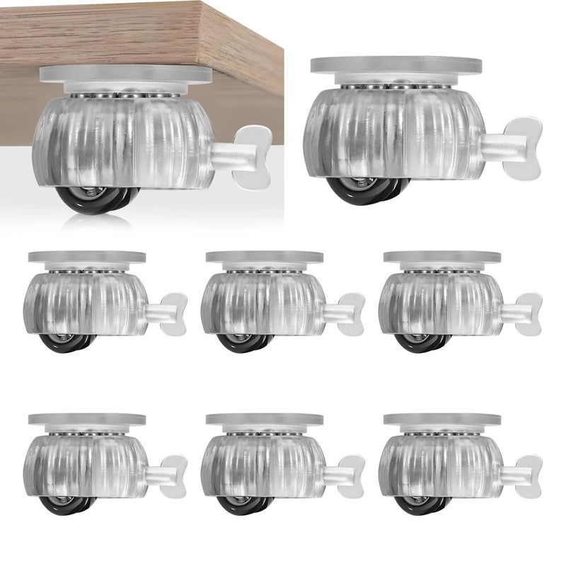 Universal Casters With Brake No Drill Needed Dual Bearing Support ABS POM Material Eight Pack - Image 1