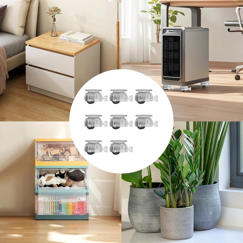 Universal Casters With Brake No Drill Needed Dual Bearing Support ABS POM Material Eight Pack - Image 5