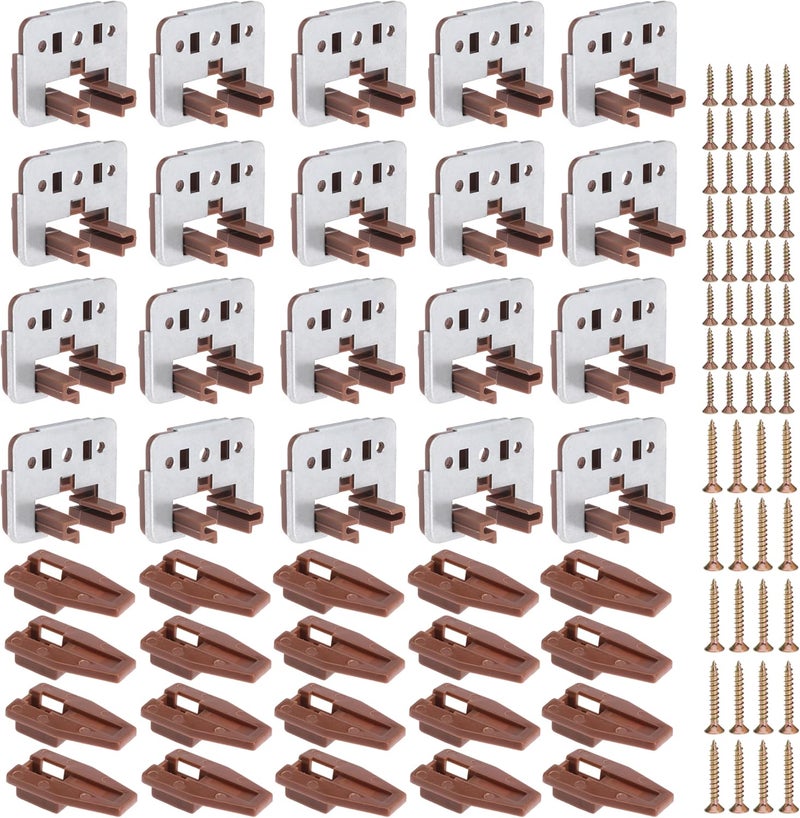Seweder 20PCS Drawer Slide Track Guide Glide with Drawer Guide Metal Backing and Drawer Stop for Center Mount Drawer for Dressers for Nightstand for Rite-Trak I 168 Drawer Slide Systems - Image 2