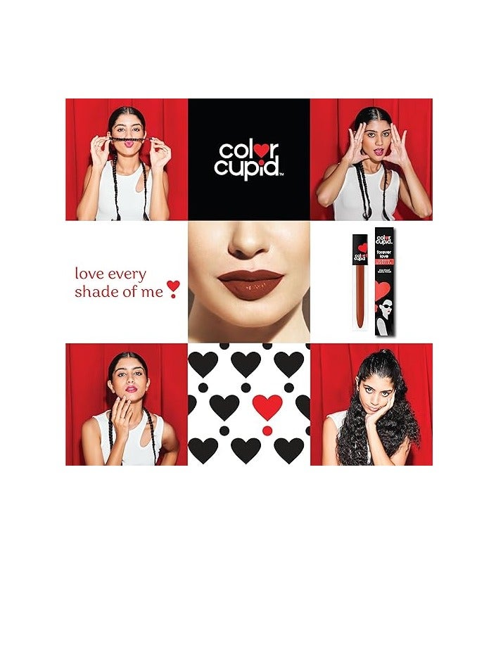 color cupid matte Intense Color 18-Hour Stay Liquid Lipstick | Infused with Hyaluronic Acid & Ceramide | Transfer Proof & Kiss Proof| Forever Love - Sensual Coral | 4 ml - Image 5