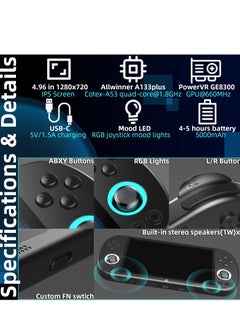 SYOSI 5 inch Handheld Game Console Open source handheld game console 720*1280 IPS high definition smart handheld Game Consoles Preinstalled Emulator System Black Memory Card not Included  - Image 4