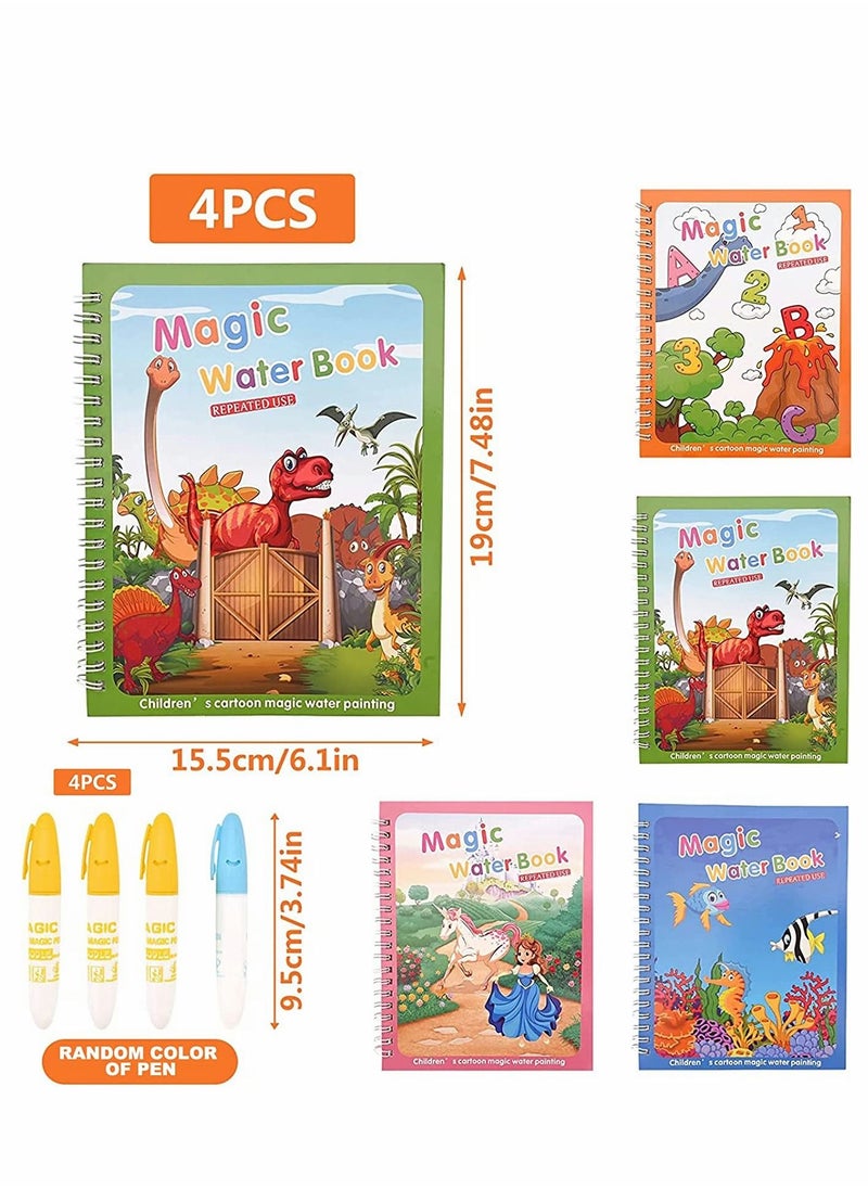 SYOSI كتاب رسم الماء السحري، كتاب تلوين سحري للحروف الأبجدية للأطفال، هدايا رسومات الشعار المبتكرة، 4 عبوات  - Image 4