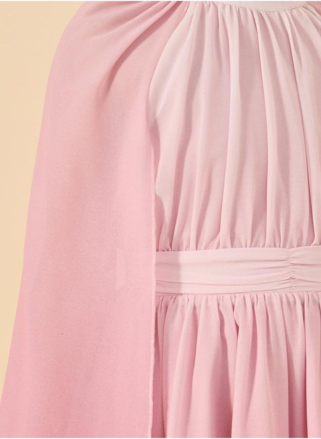 Styli - Ombre Cape Sleeves A-Line Dress - Image 1