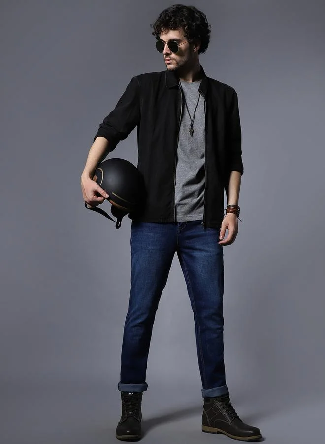 HIGH STAR Mid Rise Regular Fit Faded Jeans by Styli