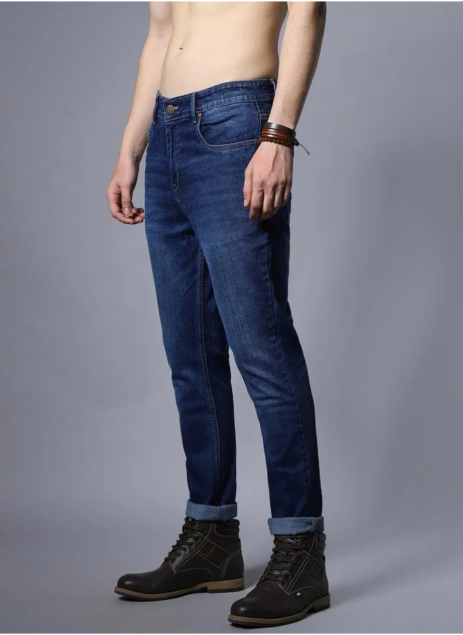 HIGH STAR Mid Rise Regular Fit Faded Jeans by Styli