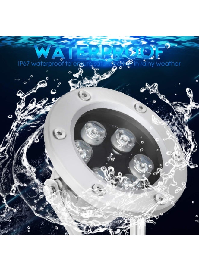 مصباح بركة LED، مصباح تحت الماء مثبت على السطح IP68، 12 فولت، مصباح كشاف تحت الماء من الفولاذ المقاوم للصدأ، أضواء ملونة للمناظر الطبيعية (اللون: ضوء أزرق، الطاقة: 6 وات) - Image 1