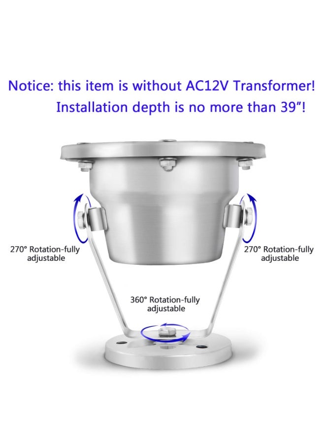 مصباح بركة LED، مصباح تحت الماء مثبت على السطح IP68، 12 فولت، مصباح كشاف تحت الماء من الفولاذ المقاوم للصدأ، أضواء ملونة للمناظر الطبيعية (اللون: ضوء أزرق، الطاقة: 6 وات) - Image 3