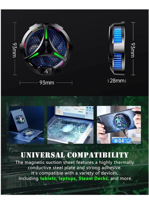 Magnetic Cooler for iPad – High-Performance Tablet Cooling Radiator with Temperature Display – Universal Cooling Solution for iPad, Surface Pro, Tab & More – Advanced Heat Dissipation for Gaming, Streaming & Heavy Use