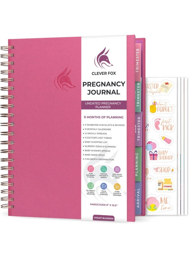 Clever Fox Clever Fox Pregnancy Journal & Memory Book - Pregnancy Planner & Notebook for Expecting Moms – Baby Keepsake, First Time Moms Gift (Violet Blossom, 9" x 10.5") - Image 1