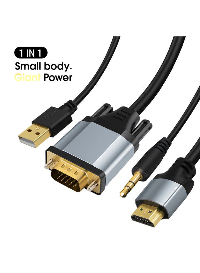 VGA To HDTV With Audio And Power Supply Computer Tv Hd Cable Monitor Conversion Hd Cable-Color:2m - Image 5