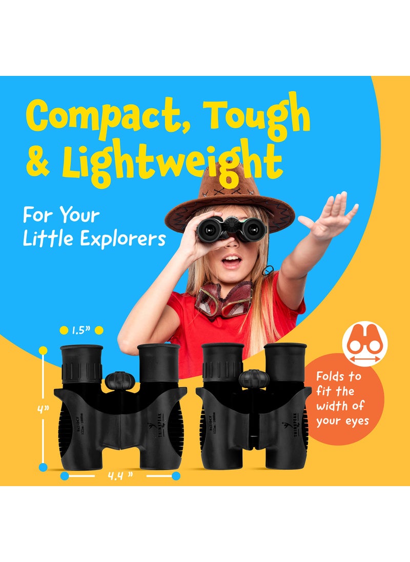 THINKPEAK Toys Think Peak - Binoculars for Kids Ages 4-8 - Outdoor Sports - Educational Adventure - 8x21 Compact - Nature Exploration Bird Watching - Black  - Image 4