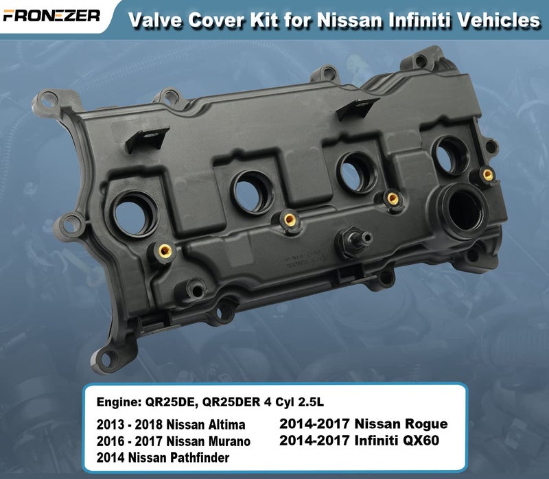 FRONEZER Engine Valve Cover with Gasket Bolts & Oil Filler Cap Compatible with 2013-2018 Nissan Altima 2016-2017 Nissan Murano 2014 Nissan Pathfinder 2014-2017 Nissan Rogue Infiniti QX60 2.5L Part# 13264-3KY0A - Image 4