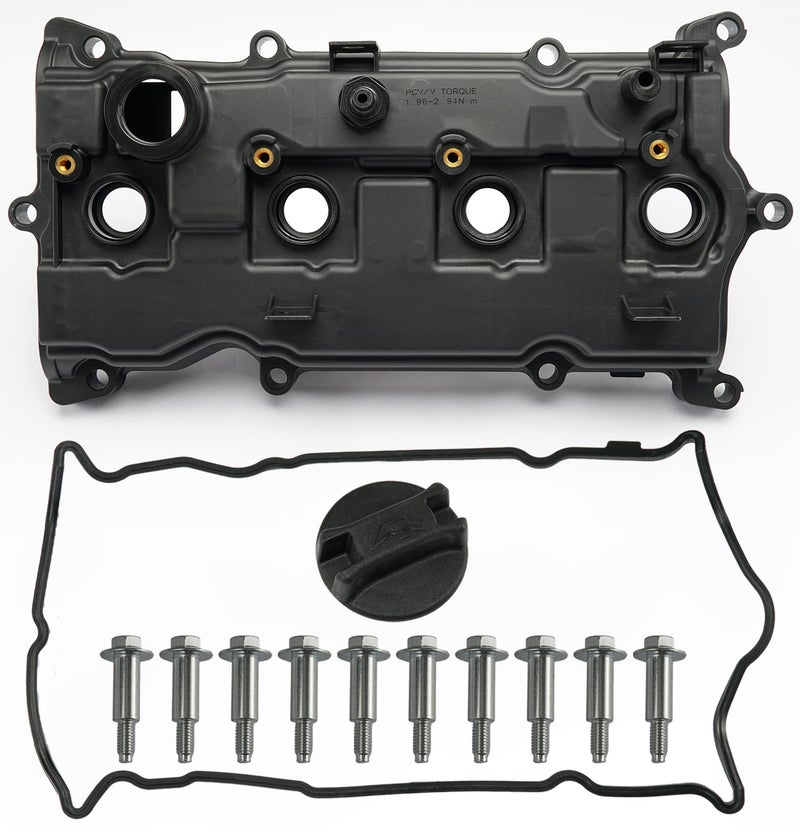 FRONEZER Engine Valve Cover with Gasket Bolts & Oil Filler Cap Compatible with 2013-2018 Nissan Altima 2016-2017 Nissan Murano 2014 Nissan Pathfinder 2014-2017 Nissan Rogue Infiniti QX60 2.5L Part# 13264-3KY0A - Image 1