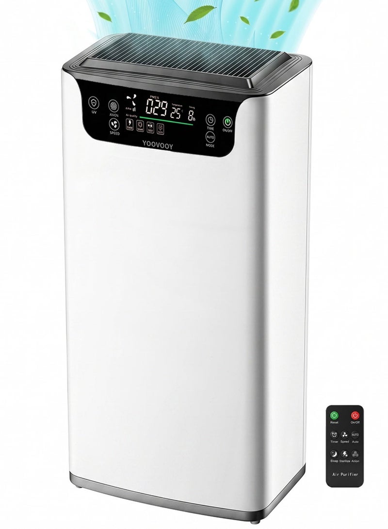 YOOVOOY Air Purifier Pro (Up to 80㎡) – True HEPA Filter, UV Sterilization & Ionizer, Real-Time PM2.5 LED Display, Ultra-Quiet Remote Control - Image 1