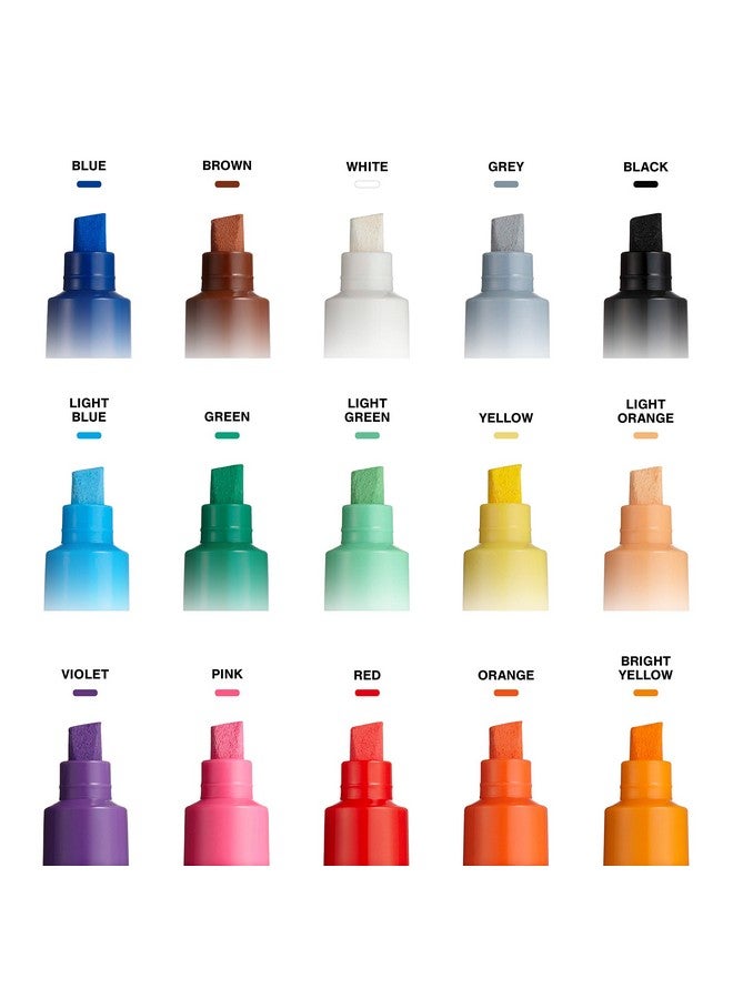 POSCA 15 Posca Paint Markers, 8K Broad Coloring Markers with Broad Chisel Tips, Set of Acrylic Paint Pens for Art Supplies, Fabric Paint, Fabric Markers, Paint Pen, Art Markers - Image 2