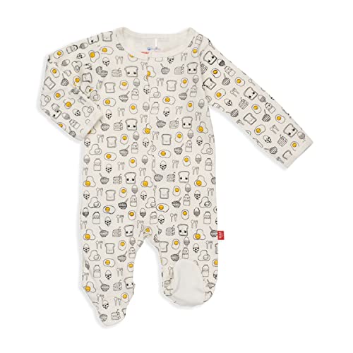 Magnetic Me 100 Organic Cotton Magnetic Baby Footie Pajamas Super Soft Cotton Fabric Breakfast Club 03 Months - Image 1