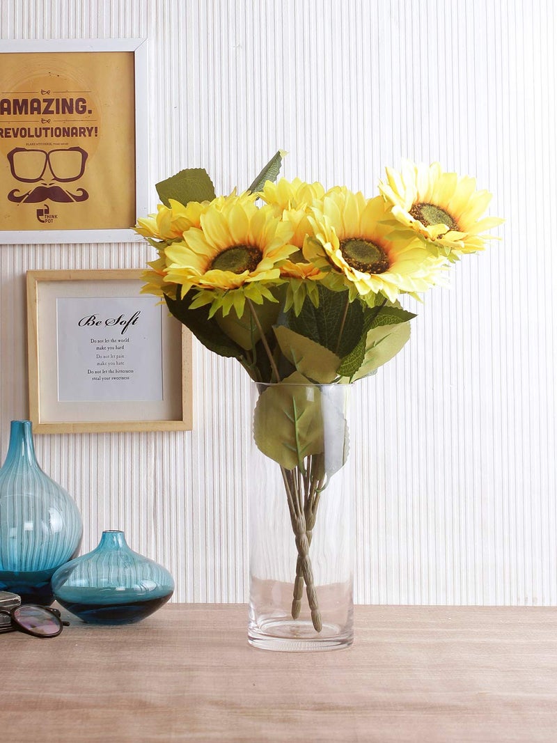 Fourwalls Polyester and Plastic Artificial Sunflower Bunches 10 cm x 10 cm x 66 cm Yellow Set of 2 - Image 1