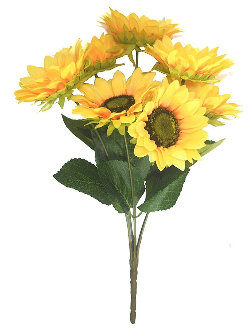 Fourwalls Polyester and Plastic Artificial Sunflower Bunches 10 cm x 10 cm x 66 cm Yellow Set of 2 - Image 3