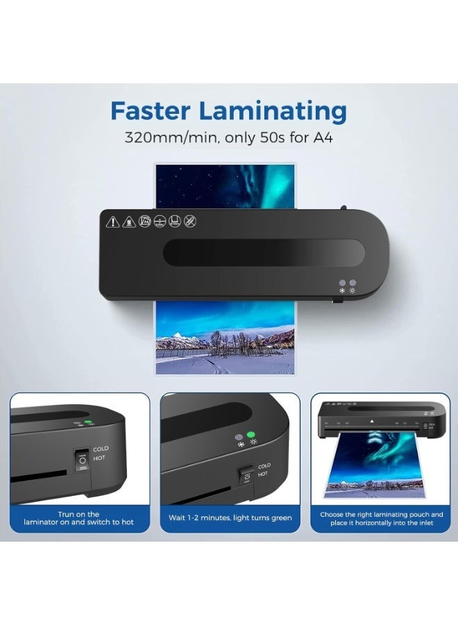VICTGOAL Laminator Machine 13 inch, Laminating Machine 60s Quick Warm Up Auto Off, Cold Hot Lamination Machine with ABS Jam Free, Laminator for Home Office School, Black - Image 5