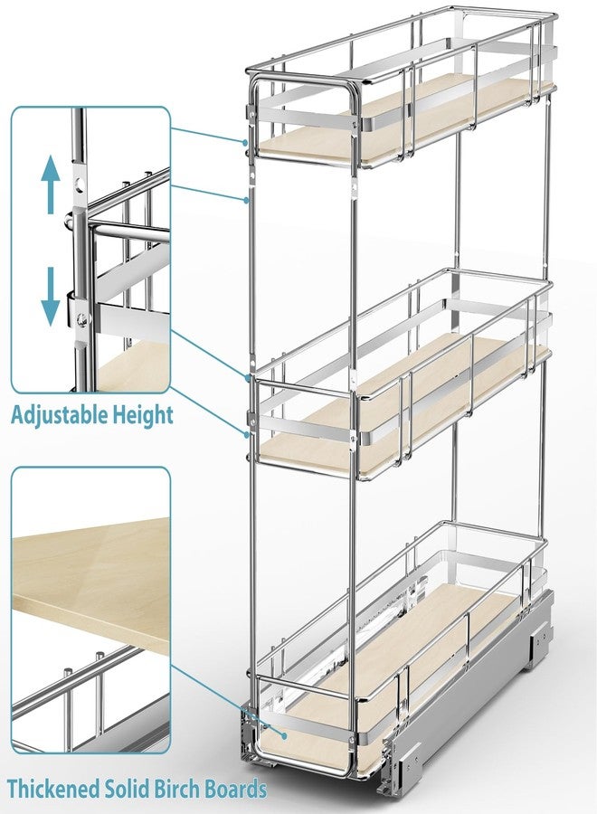 MODCART Pull Out Spice Rack Cabinet Organizer 5" W x 20½" D, 3 Tier Heavy Duty Slide Out Wood Shelf for Narrow Cabinet, Pull Out Storage for Kitchen - Image 5