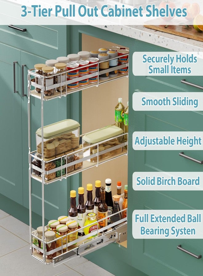 MODCART Pull Out Spice Rack Cabinet Organizer 5" W x 20½" D, 3 Tier Heavy Duty Slide Out Wood Shelf for Narrow Cabinet, Pull Out Storage for Kitchen - Image 2
