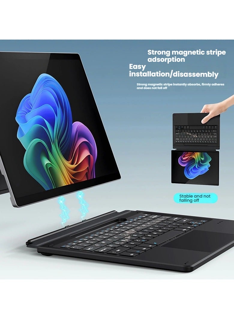 Compatible with Surface Pro 11/10/9/8/X magnetic keyboard with pen slot, multi-colour backlit external Bluetooth keyboard, precise fit, efficient input - Image 4