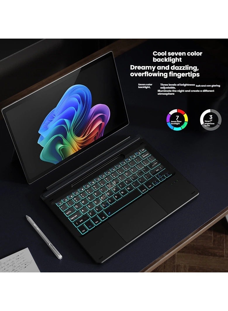 Compatible with Surface Pro 11/10/9/8/X magnetic keyboard with pen slot, multi-colour backlit external Bluetooth keyboard, precise fit, efficient input - Image 3