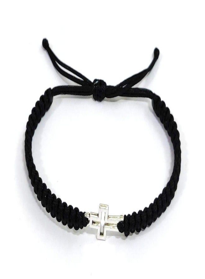 Jewel string cross bracelet with black cord adjustable for girl boy men woman (unisex) - Image 2