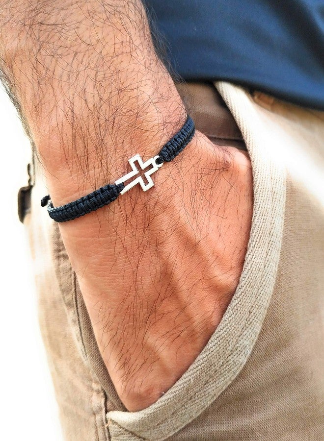 Jewel string cross bracelet with black cord adjustable for girl boy men woman (unisex) - Image 3
