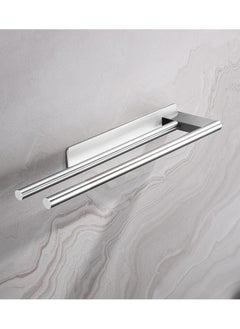 mriya Towel Rail No Drilling Stainless Steel Double Towel Rail Self-Adhesive Two Arm Guest Towel Holder Wall Mounted for Bathroom Kitchen  - Image 5