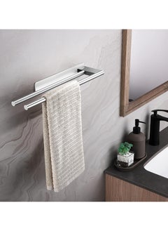 mriya Towel Rail No Drilling Stainless Steel Double Towel Rail Self-Adhesive Two Arm Guest Towel Holder Wall Mounted for Bathroom Kitchen  - Image 4