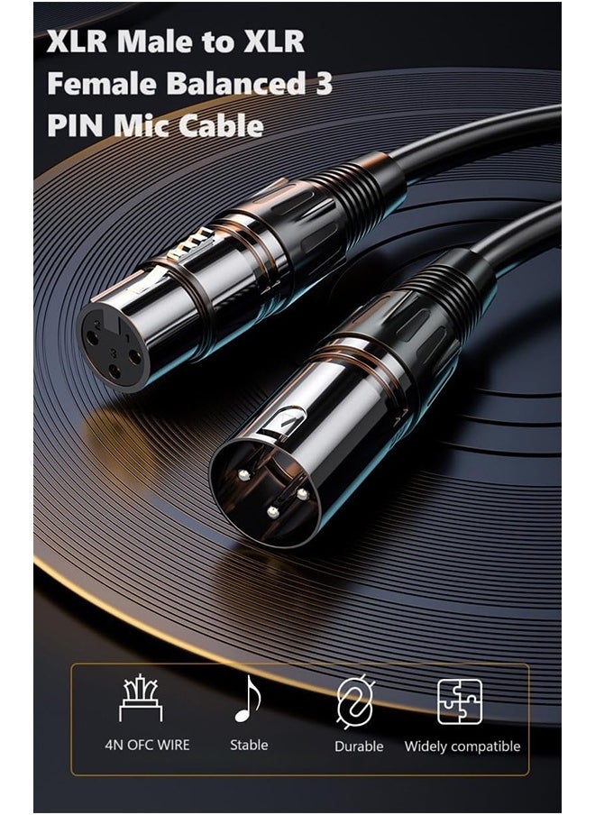 Peachjoy XLR Cables, Microphone Cables (10 ft 4N OFC WIRE) XLR Male to XLR Female Balanced 3 PIN Mic Cables, Compatible with Preamps Speaker Systems and More, 6MM PVC Jacket, XLR Cable (3m)  - Image 2