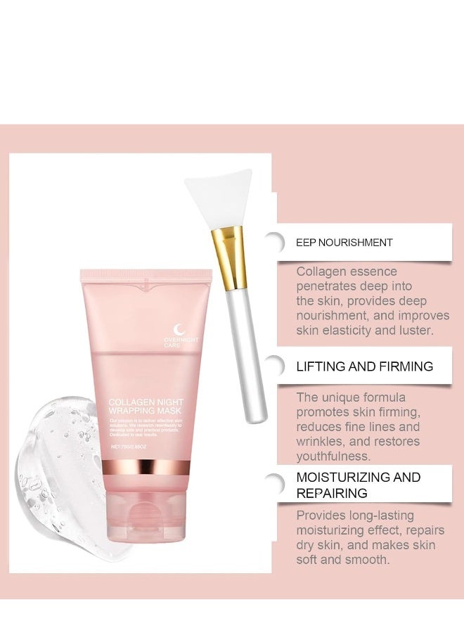 Hoygi Collagen Overnight Wrapping Peel Off Facial Mask Pack - Elasticity & Hydration Care, Reduces Sagging & Dullness - Hydrolyzed Collagen For Glowing Skin - Korean Skin Care(1PCS) - Image 2